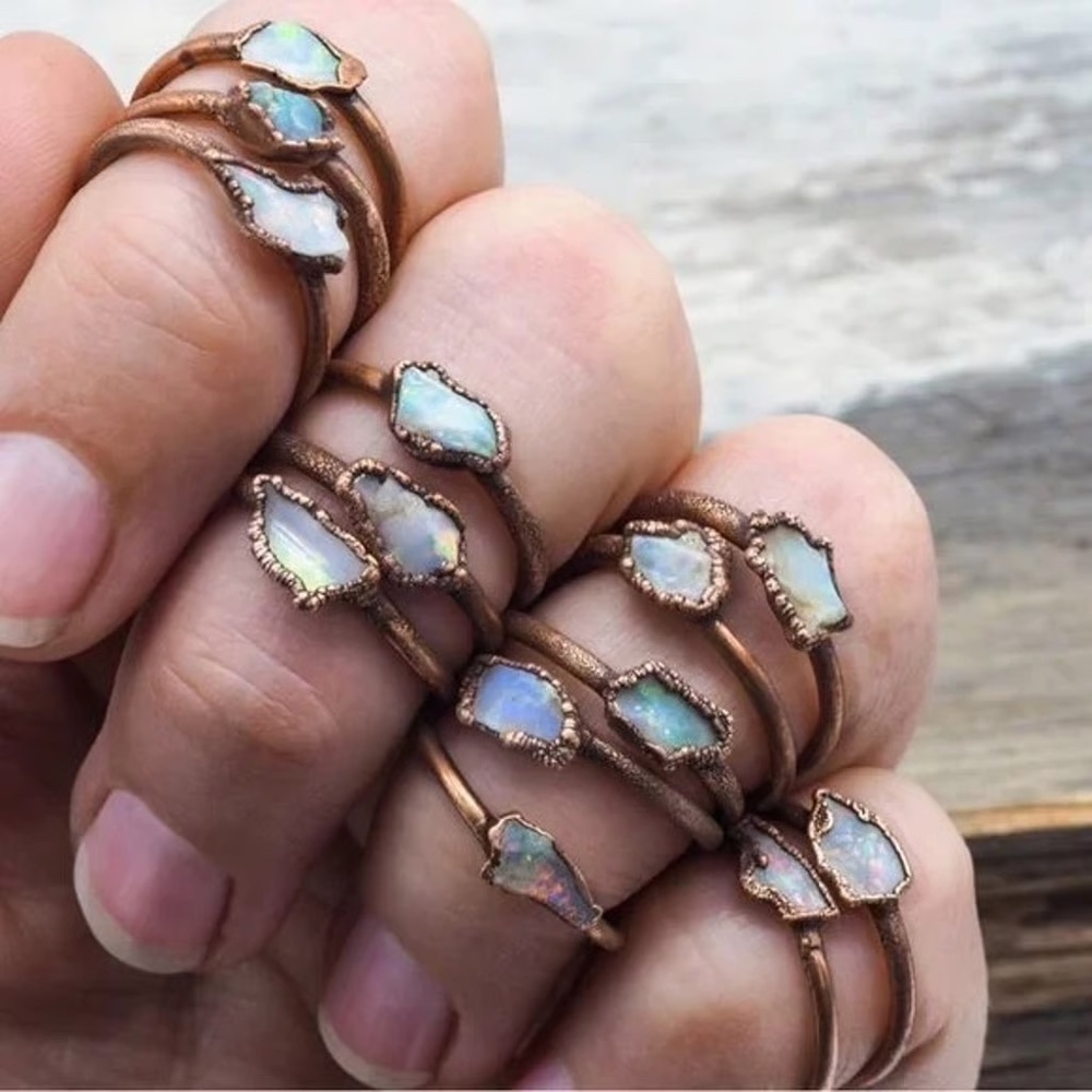 Indie And Harper Australian Raw Opal And Copper Ring